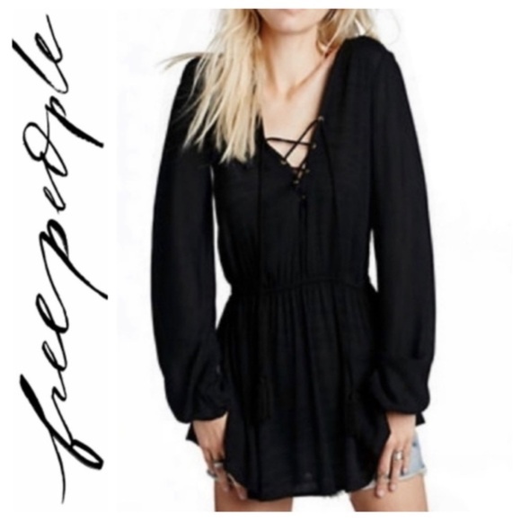 Free People Black Wildest Moment Tunic Blouse - Picture 1 of 9